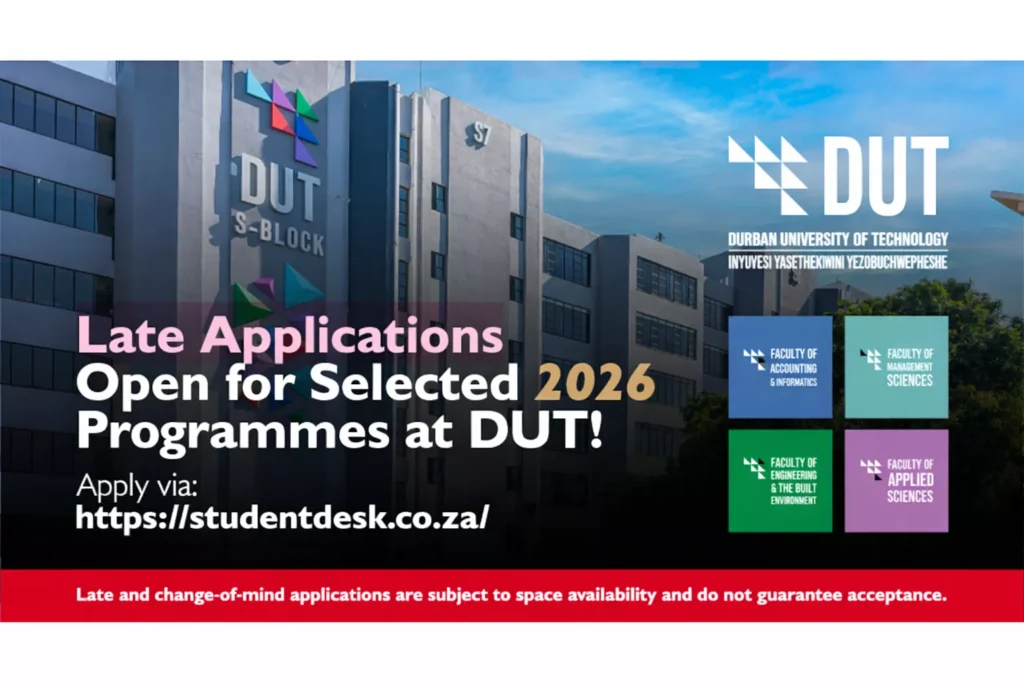 DUT Late Applications 2026: Selected Programmes Open for Admission